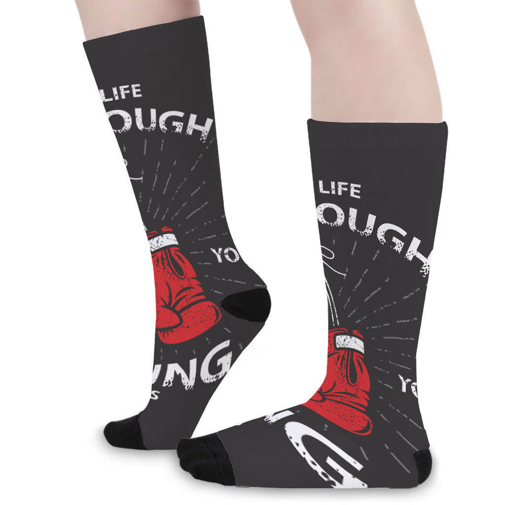 Put On Your Boxing Gloves Print Long Socks