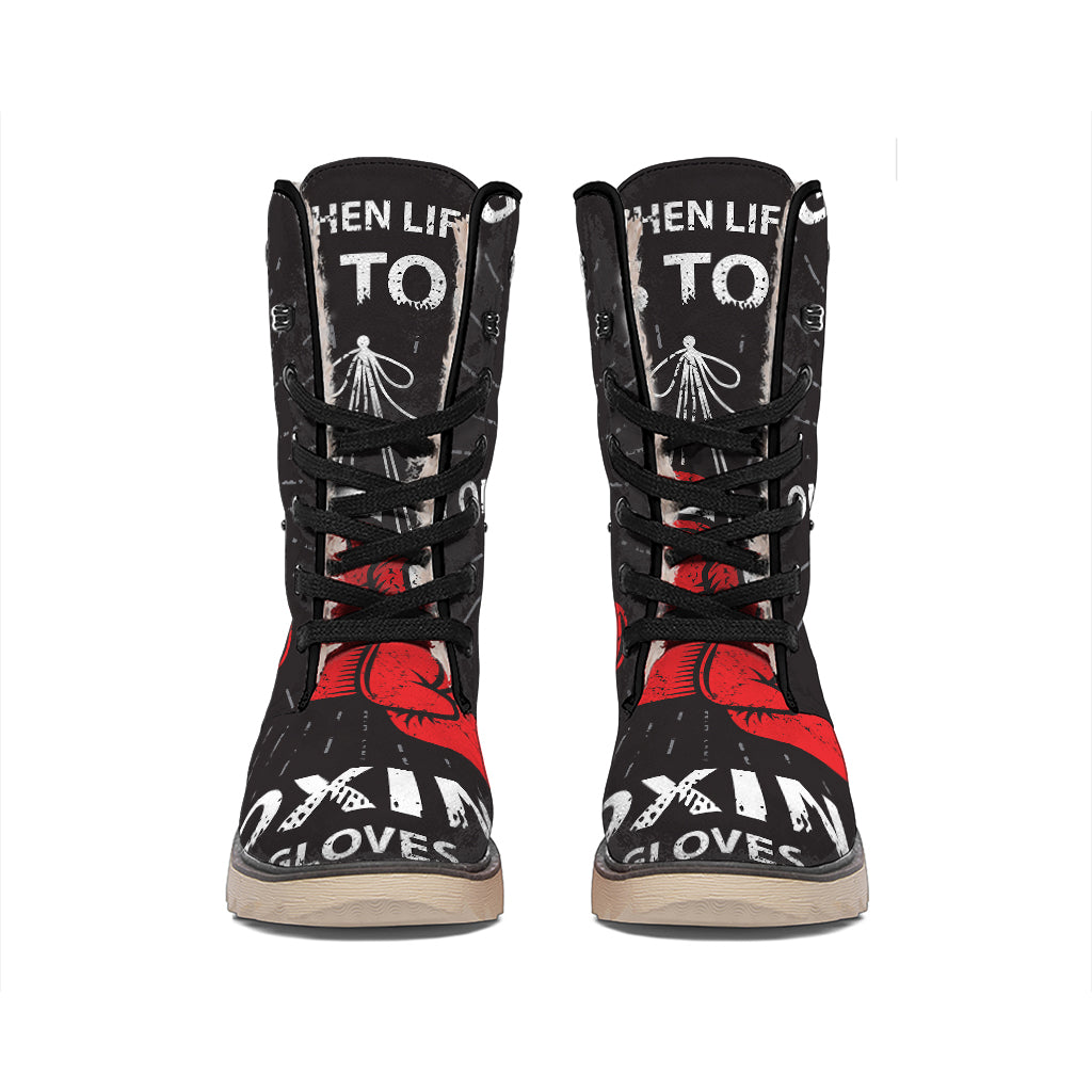 Put On Your Boxing Gloves Print Winter Boots