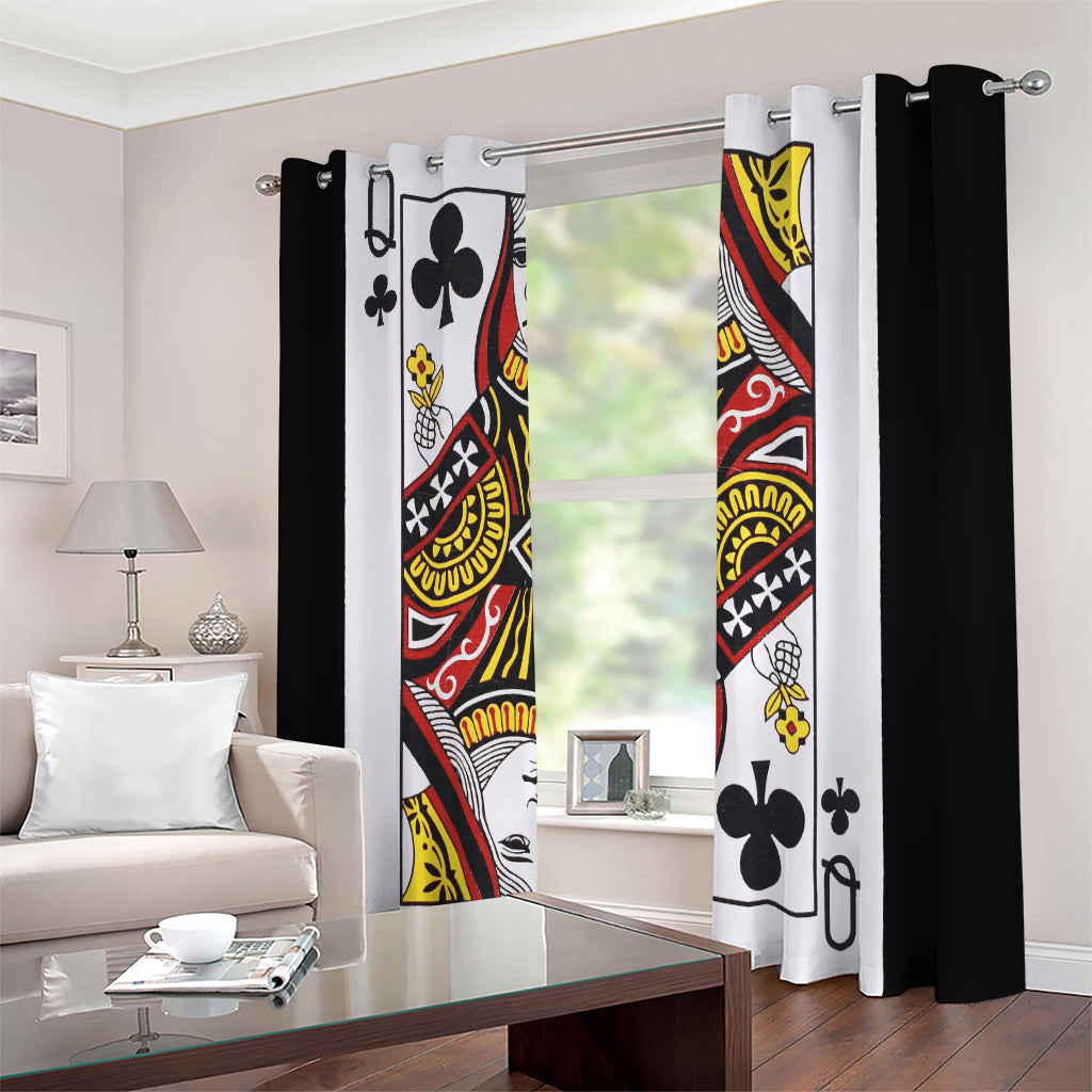 Queen Of Clubs Playing Card Print Extra Wide Grommet Curtains