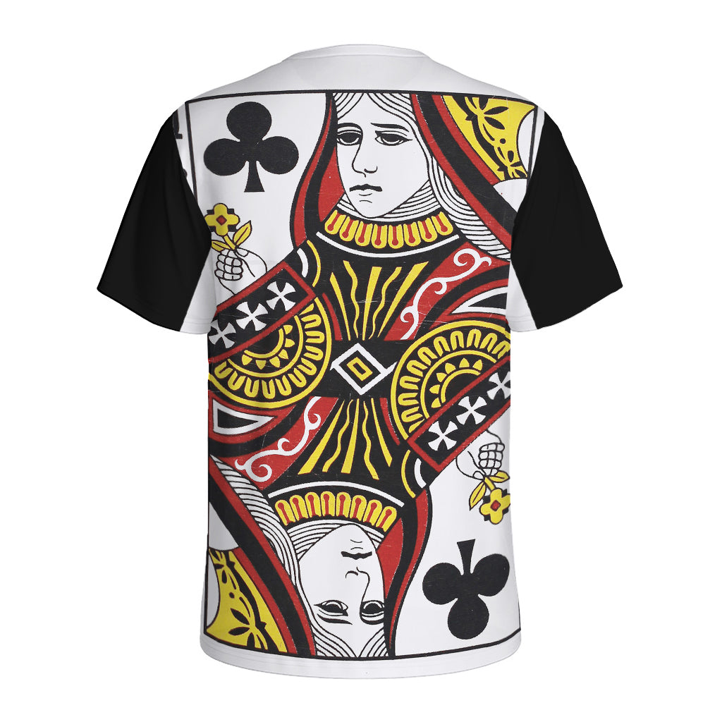Queen Of Clubs Playing Card Print Men's Sports T-Shirt
