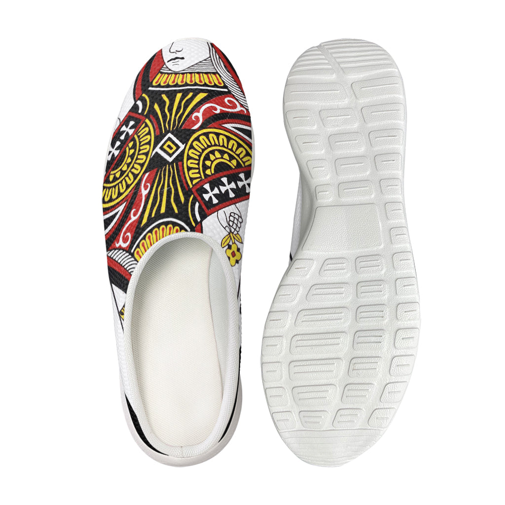 Queen Of Clubs Playing Card Print Mesh Casual Shoes