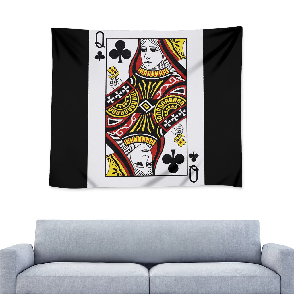 Queen Of Clubs Playing Card Print Tapestry