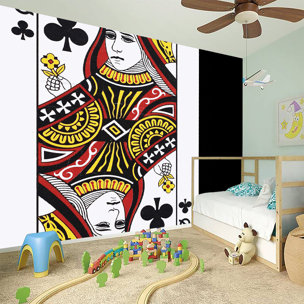 Queen Of Clubs Playing Card Print Wall Sticker