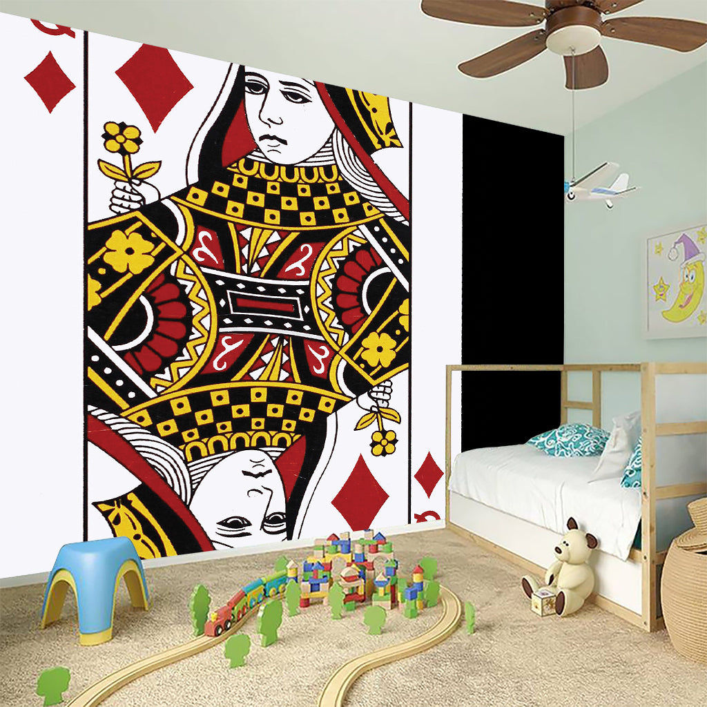 Queen Of Diamonds Playing Card Print Wall Sticker