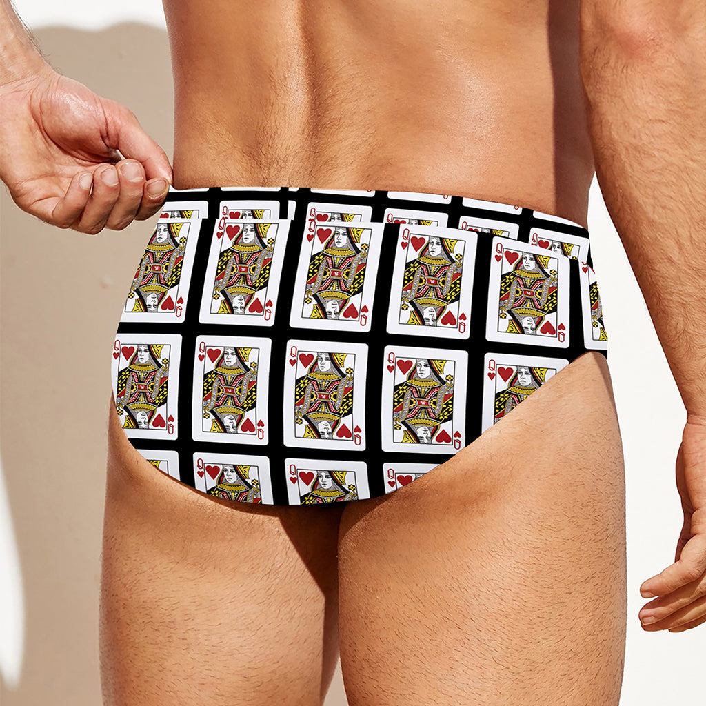 Queen Of Hearts Pattern Print Men's Swim Briefs