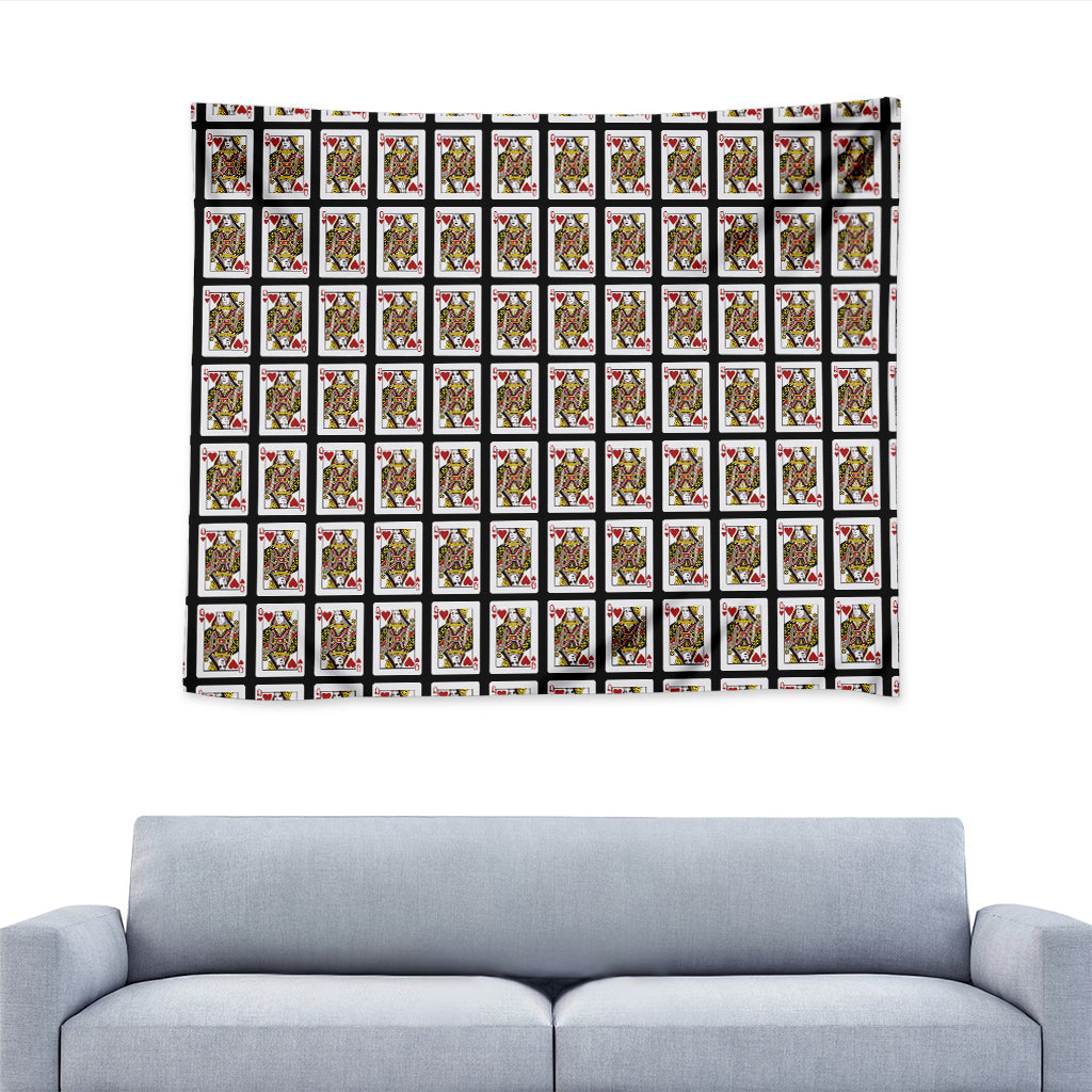 Queen Of Hearts Playing Card Pattern Print Tapestry