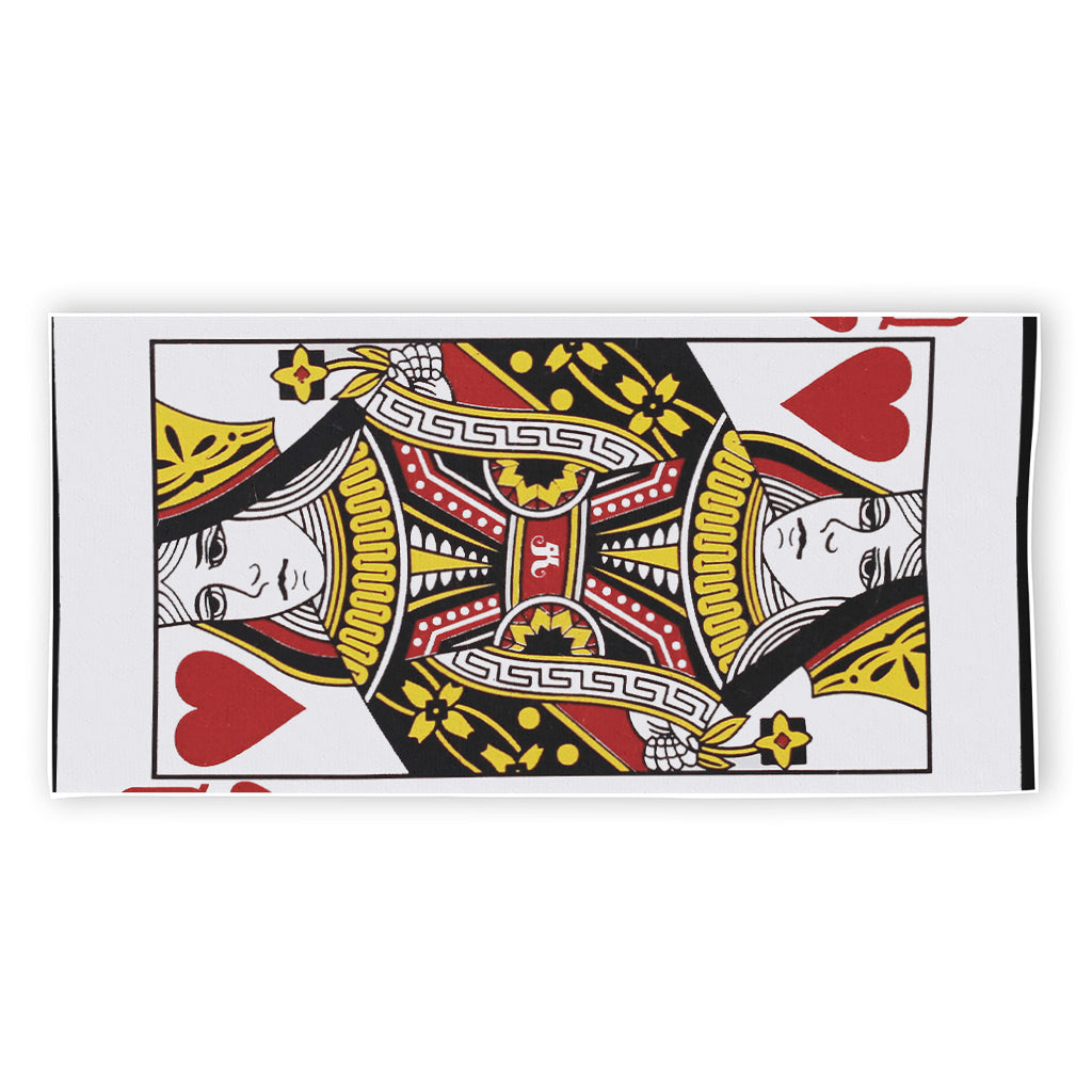 Queen Of Hearts Playing Card Print Beach Towel