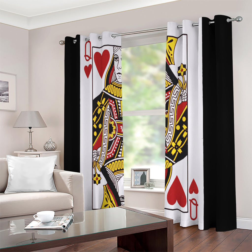Queen Of Hearts Playing Card Print Extra Wide Grommet Curtains