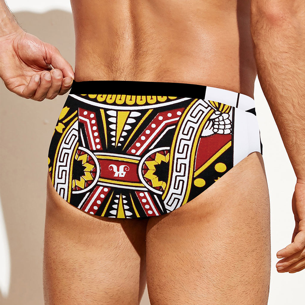 Queen Of Hearts Playing Card Print Men's Swim Briefs