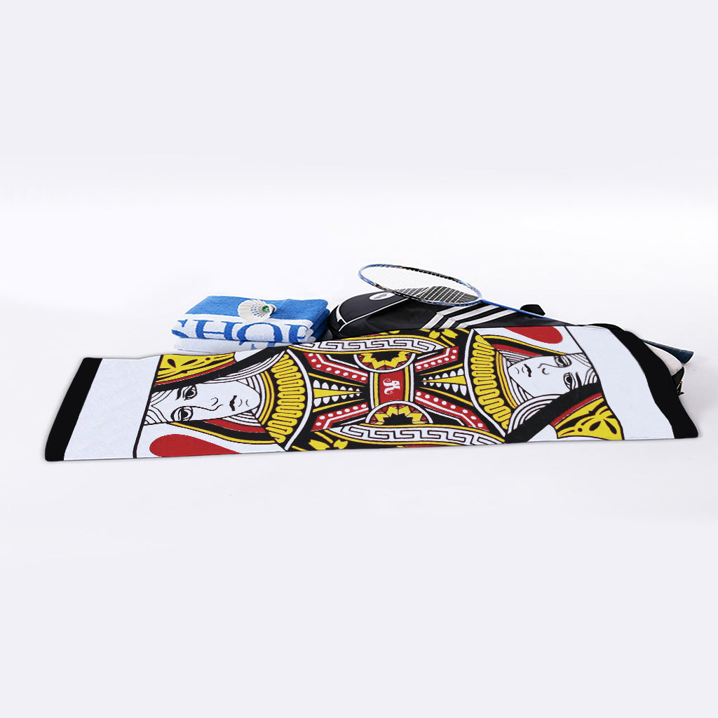 Queen Of Hearts Playing Card Print Sports Towel
