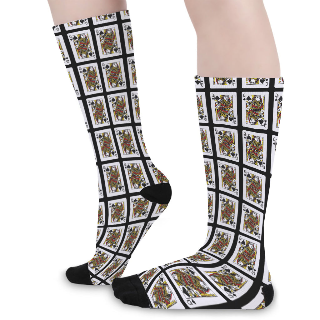 Queen Of Spades Pattern Print Long Socks