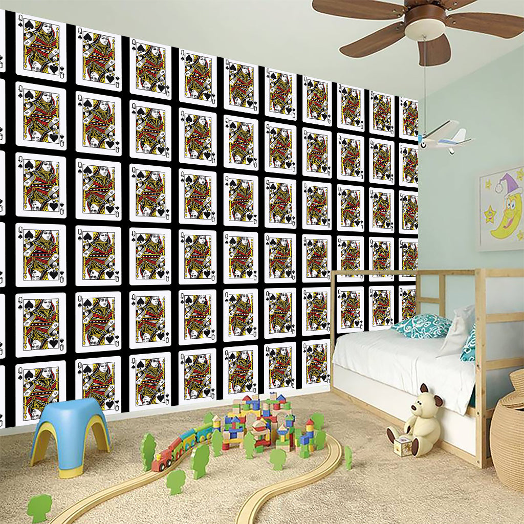 Queen Of Spades Pattern Print Wall Sticker