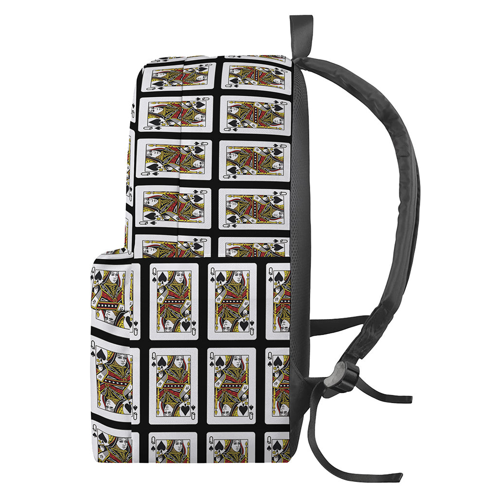 Queen Of Spades Playing Card Pattern Print Backpack