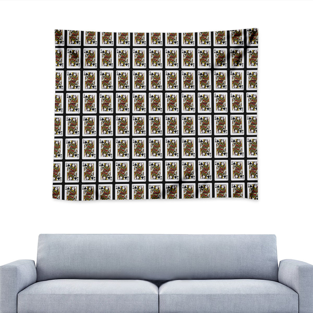 Queen Of Spades Playing Card Pattern Print Tapestry
