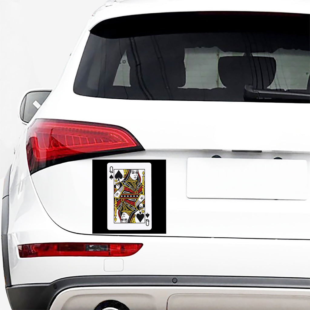 Queen Of Spades Playing Card Print Car Sticker