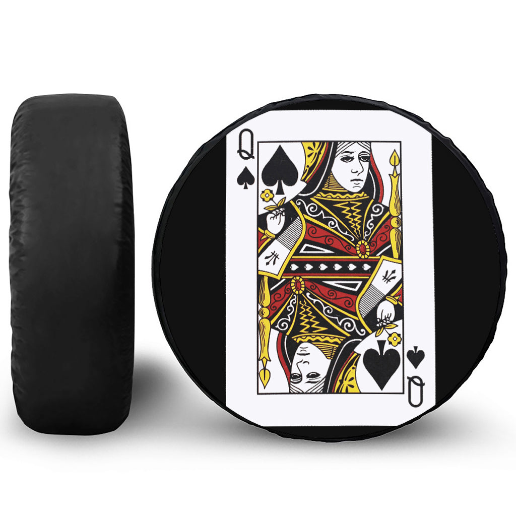 Queen Of Spades Playing Card Print Tire Cover