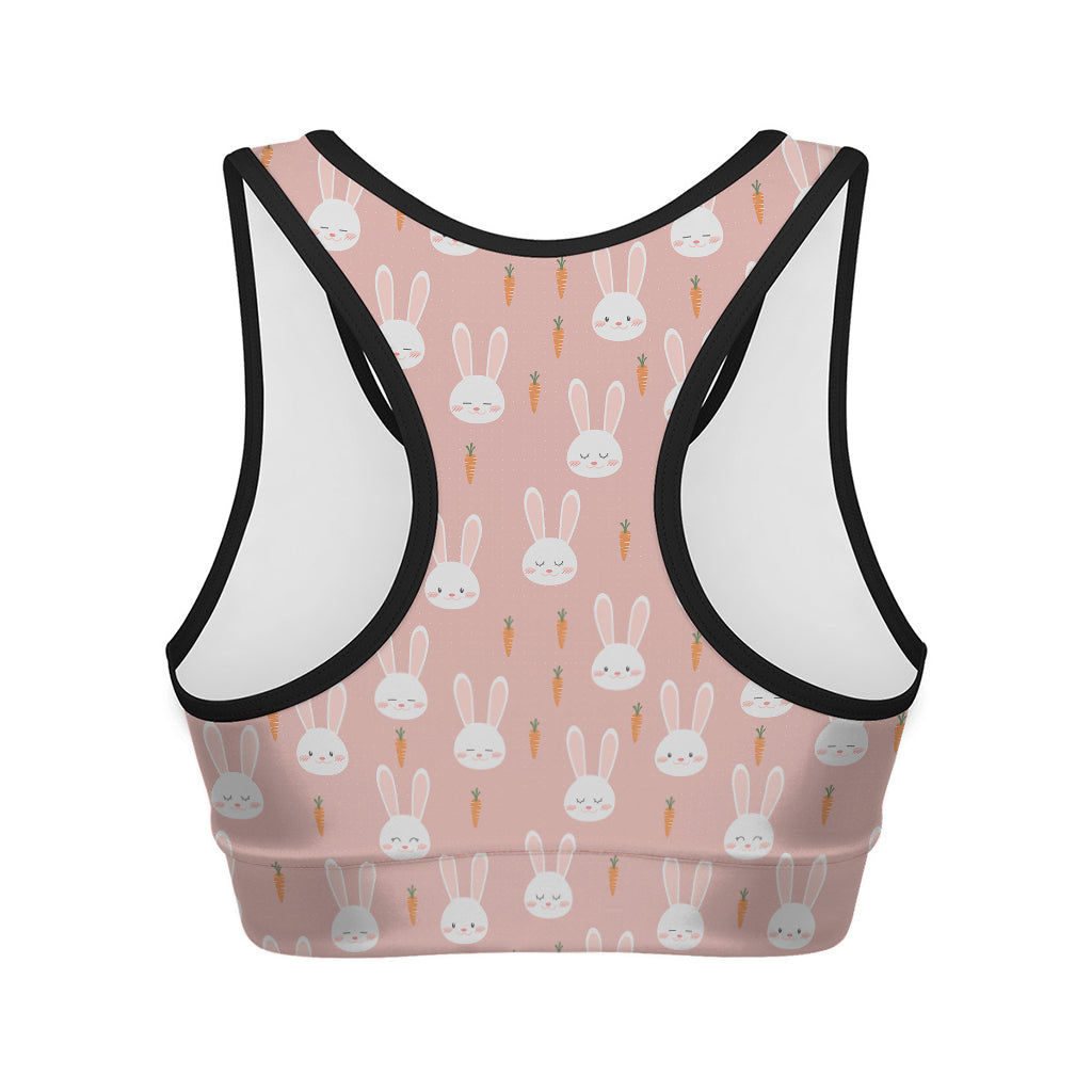 Rabbit And Carrot Pattern Print Women's Sports Bra