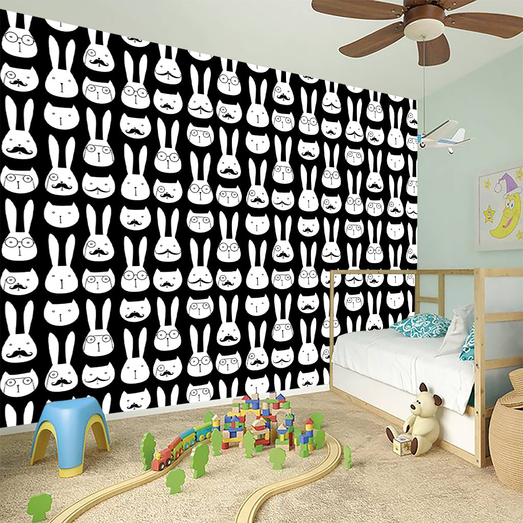 Rabbit And Cat Pattern Print Wall Sticker