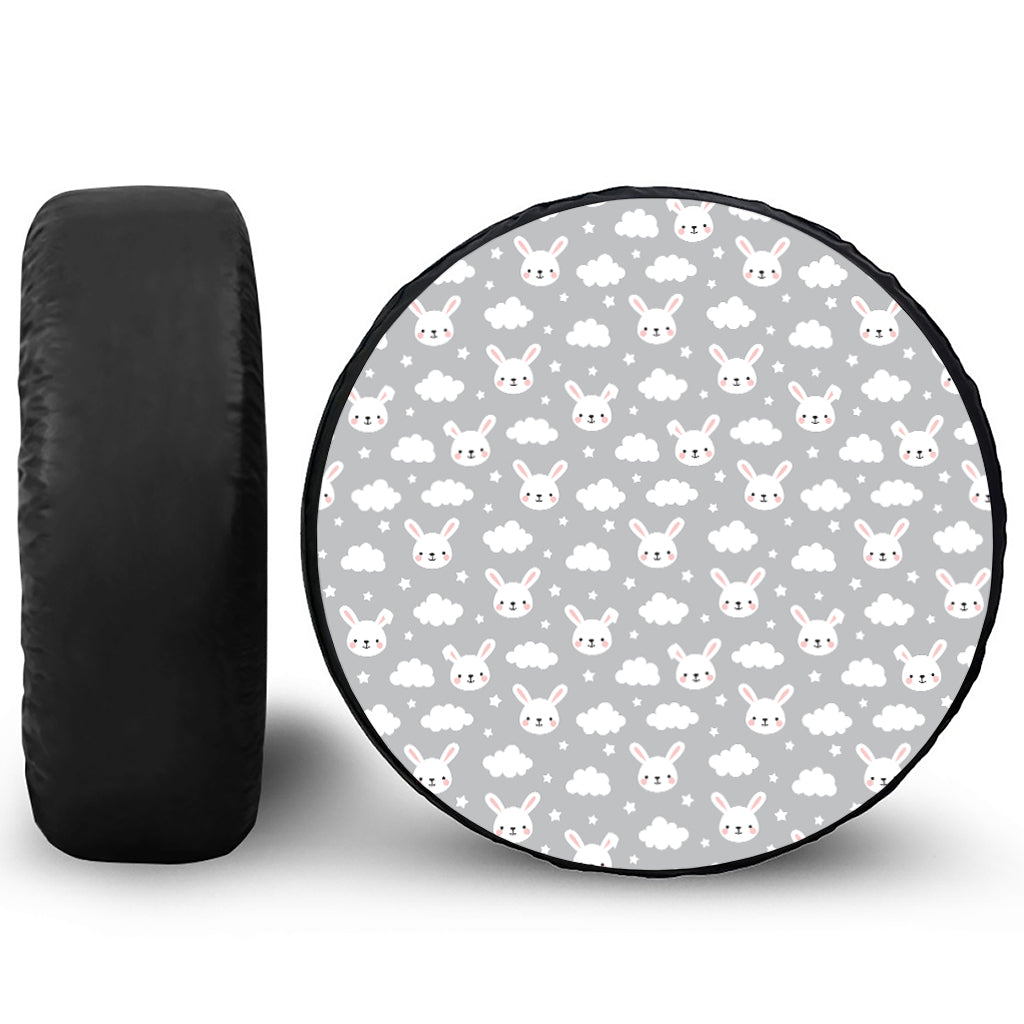 Rabbit And Cloud Pattern Print Tire Cover