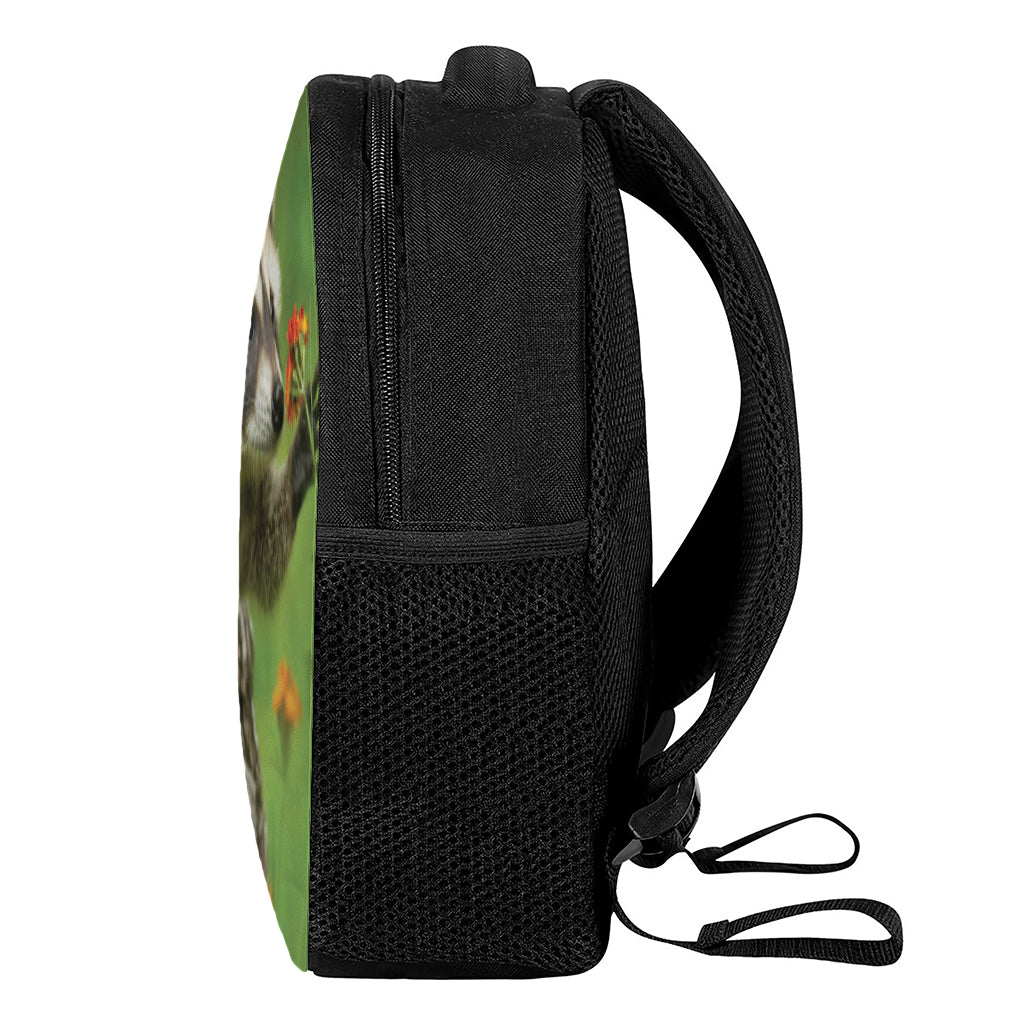 Raccoon And Flower Print Casual Backpack