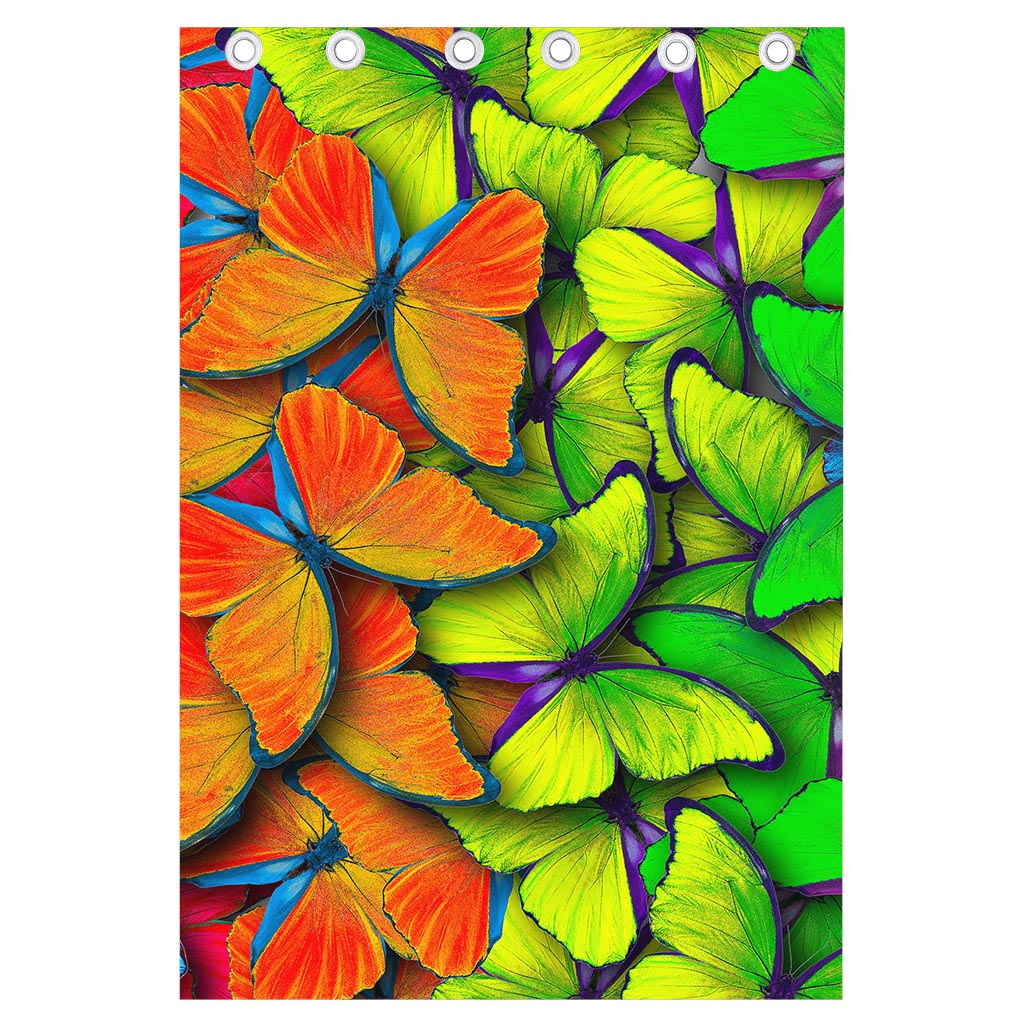 Rainbow Butterfly Pattern Print Curtain