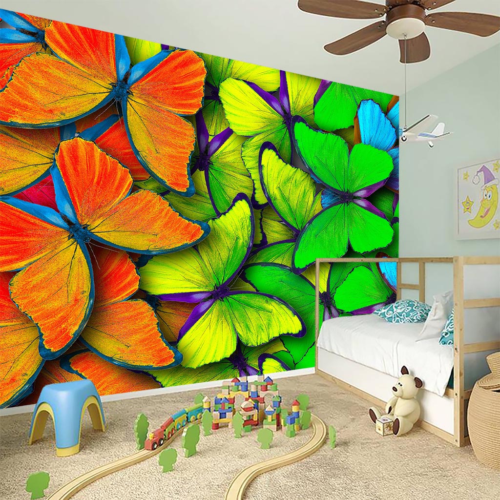 Rainbow Butterfly Pattern Print Wall Sticker