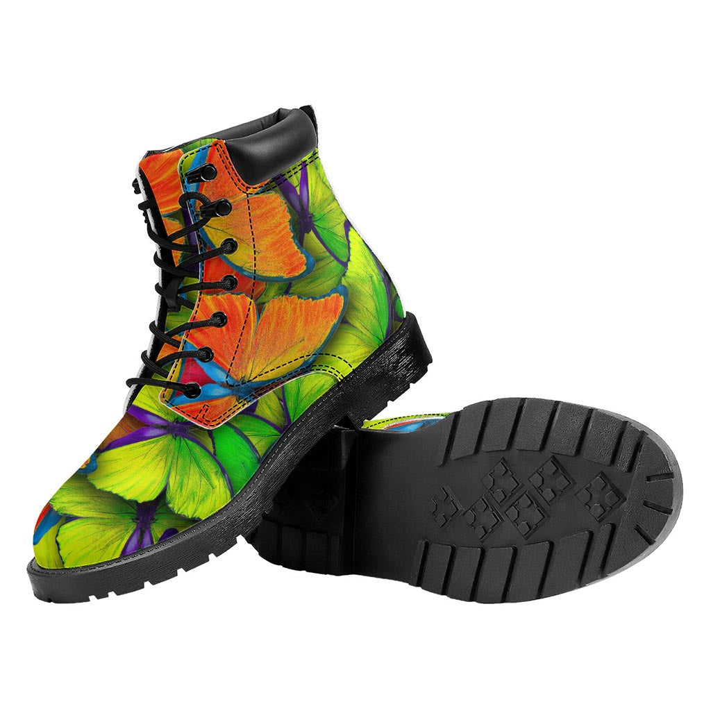 Rainbow Butterfly Pattern Print Work Boots