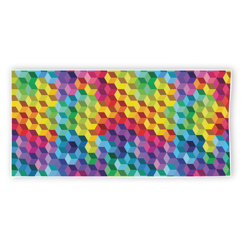 Rainbow Cubes Pattern Print Beach Towel
