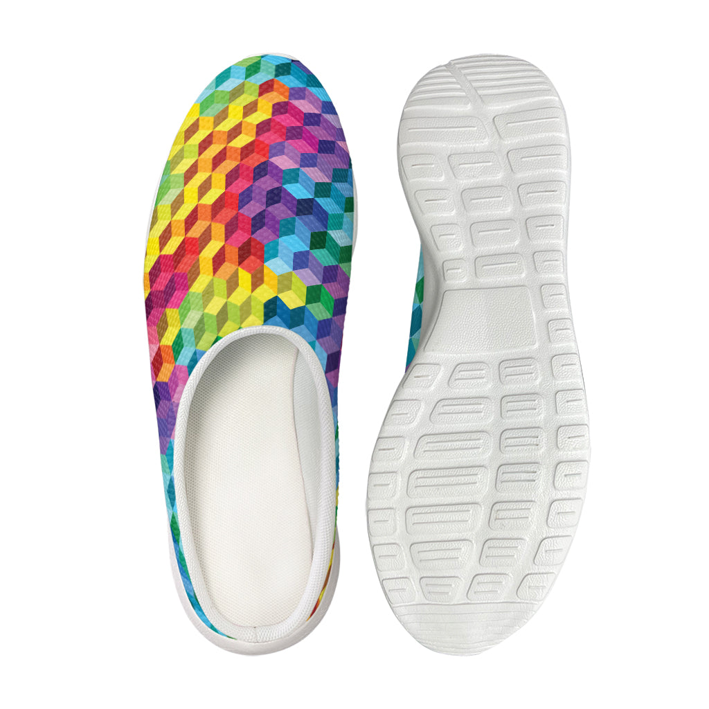 Rainbow Cubes Pattern Print Mesh Casual Shoes