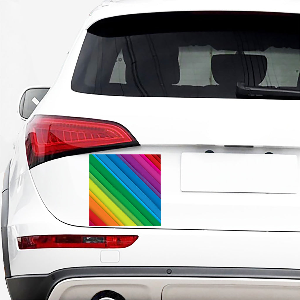 Rainbow Diagonal Lines Pattern Print Car Sticker
