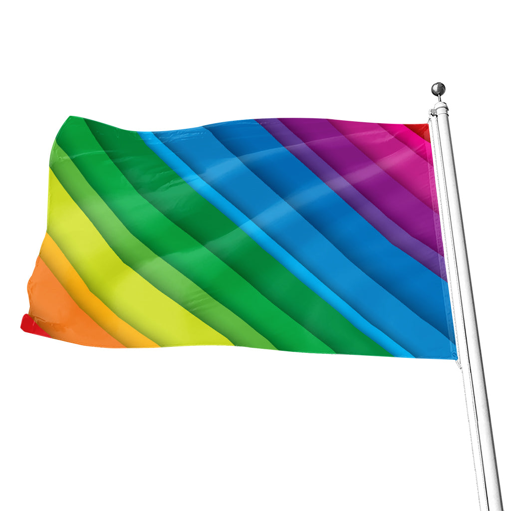 Rainbow Diagonal Lines Pattern Print Flag