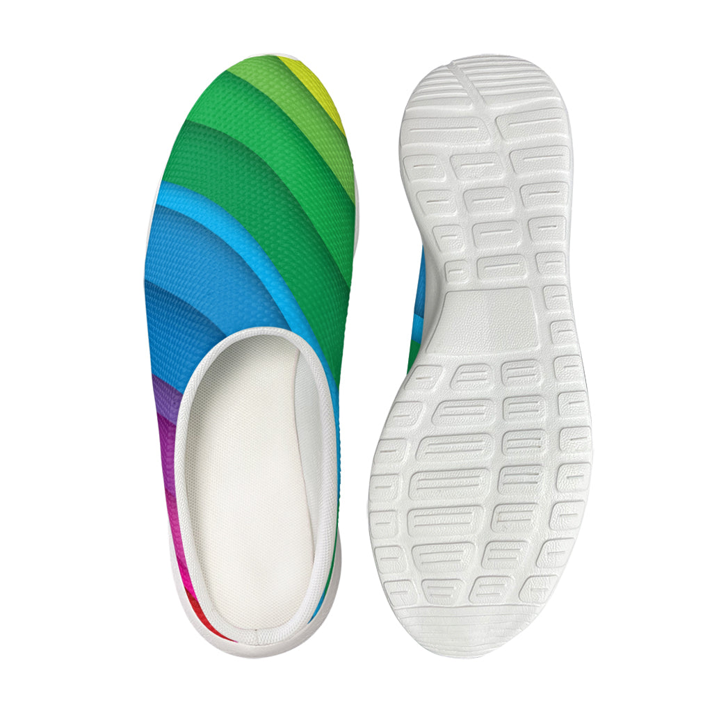 Rainbow Diagonal Lines Pattern Print Mesh Casual Shoes
