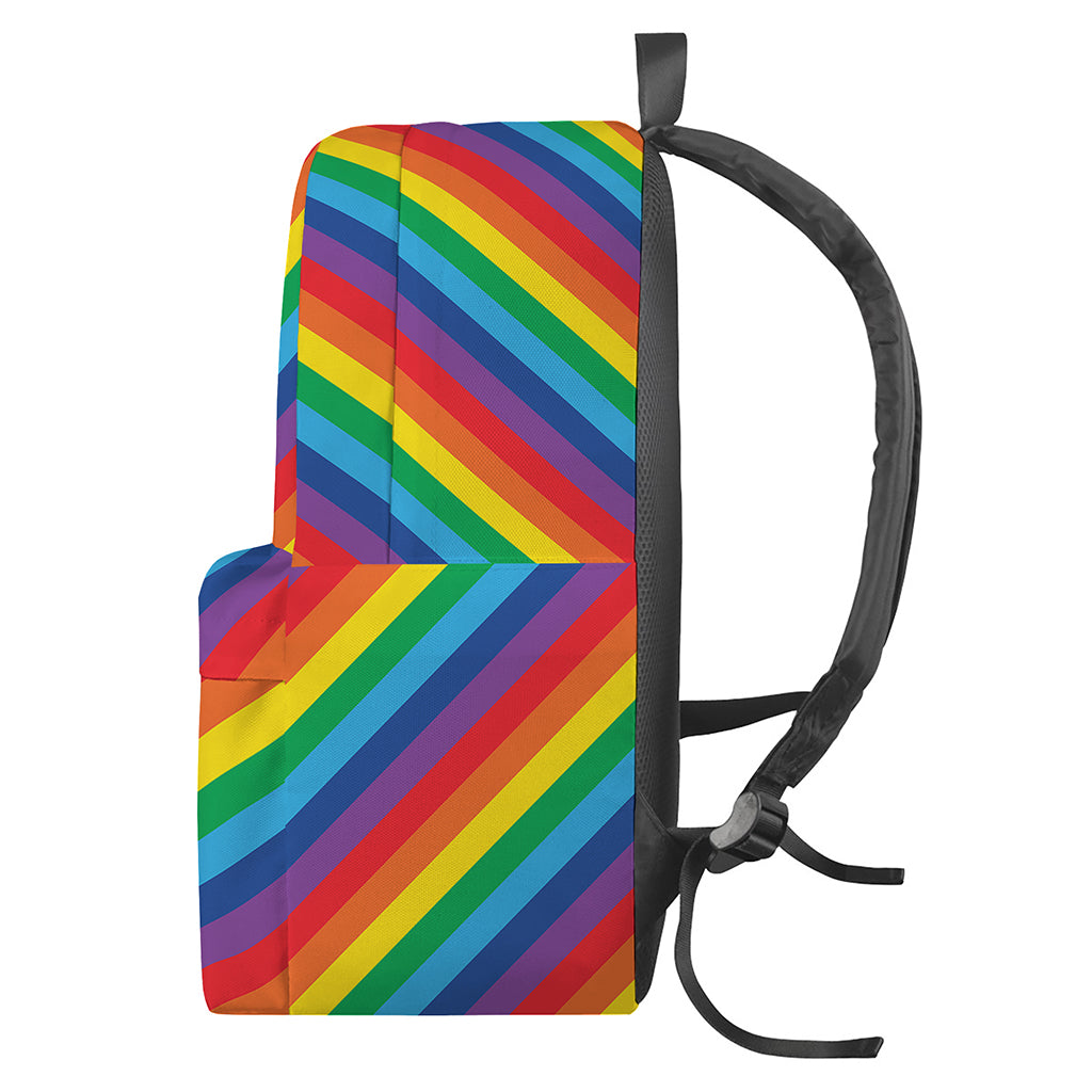 Rainbow Diagonal Striped Pattern Print Backpack