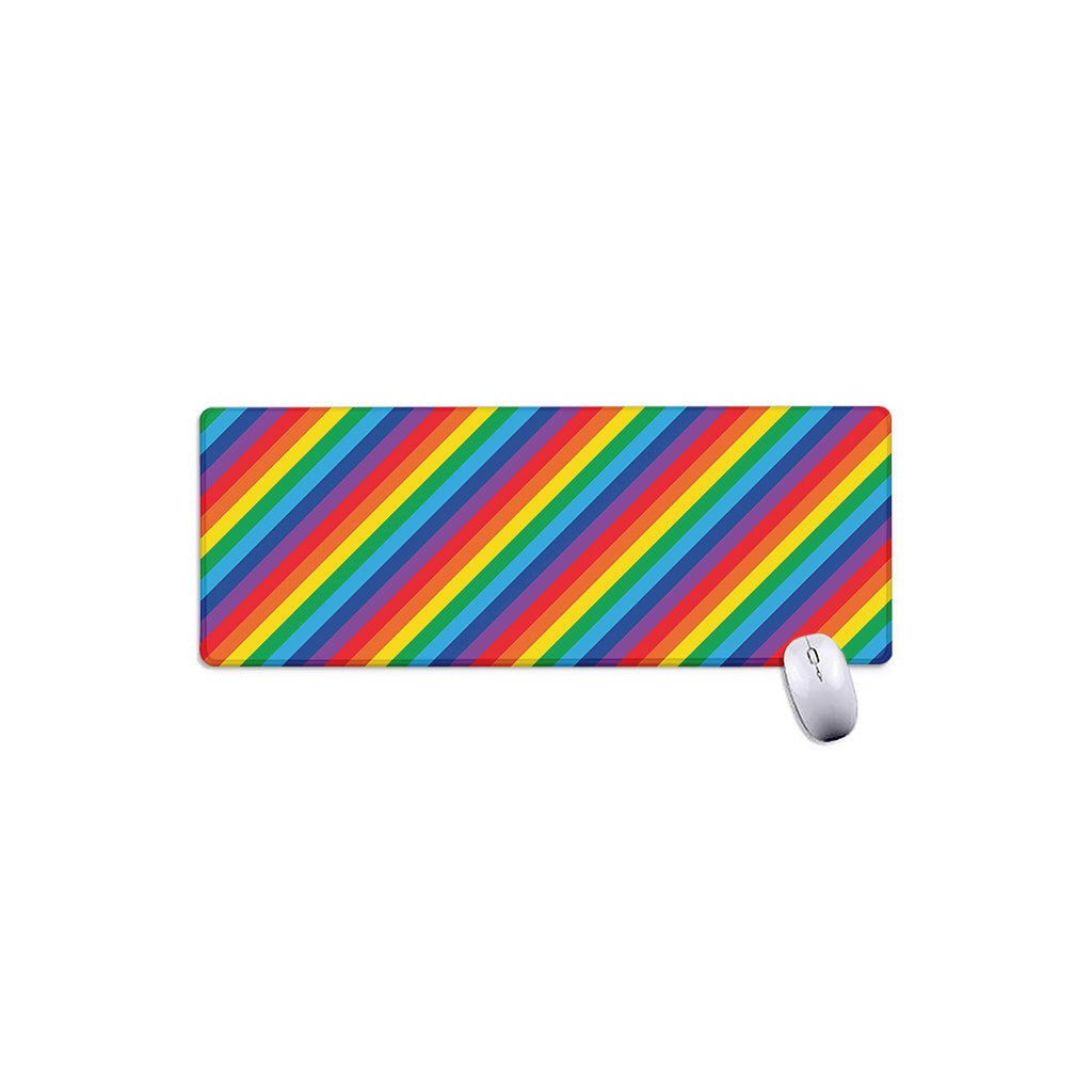 Rainbow Diagonal Striped Pattern Print Extended Mouse Pad
