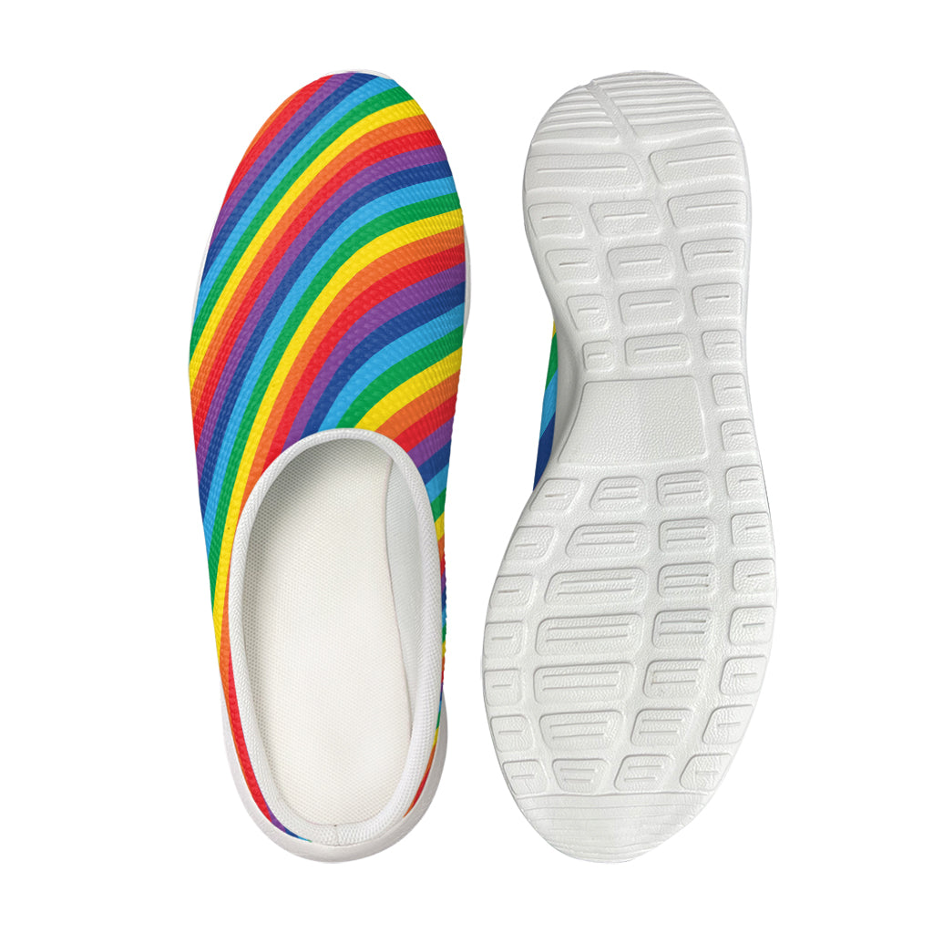 Rainbow Diagonal Striped Pattern Print Mesh Casual Shoes