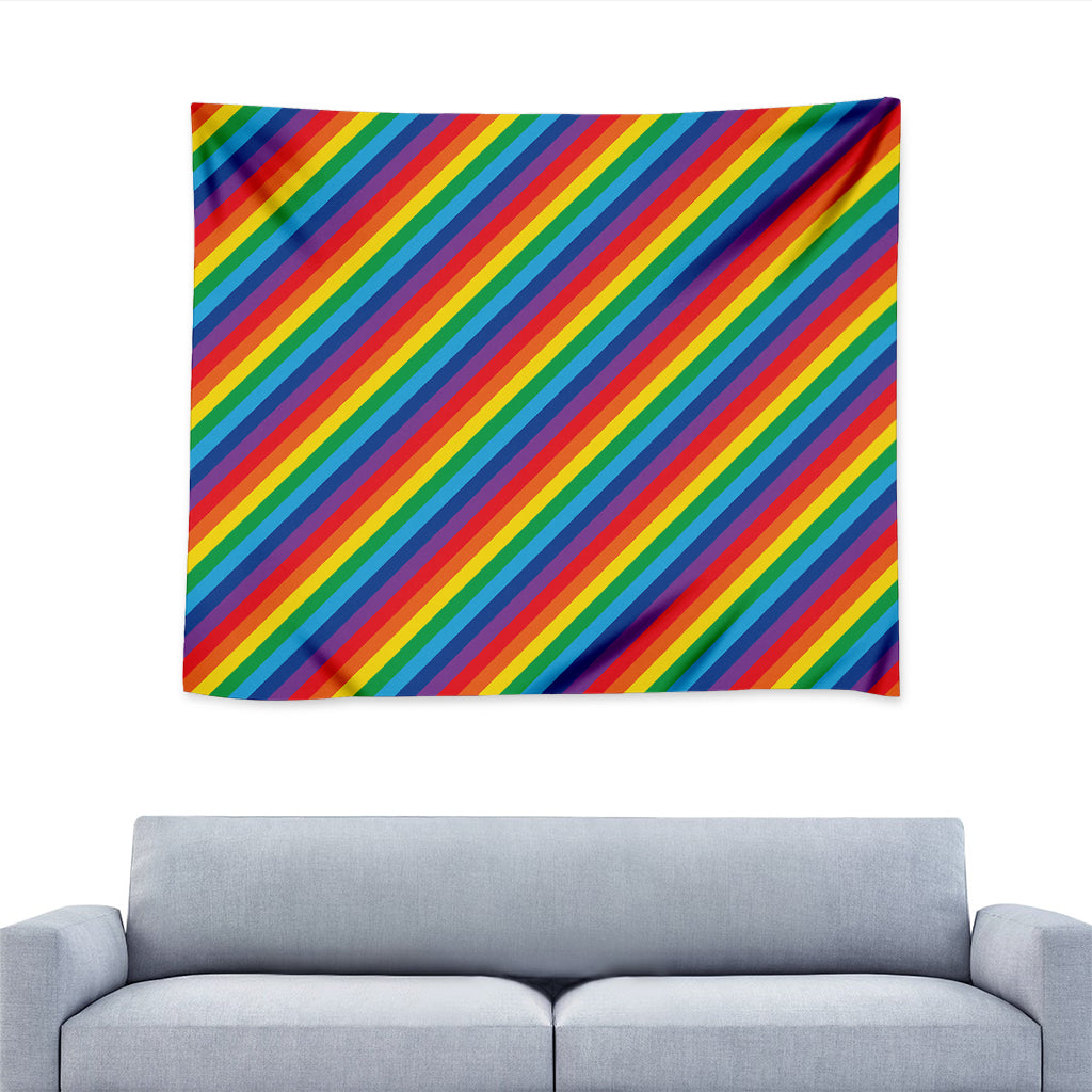 Rainbow Diagonal Striped Pattern Print Tapestry