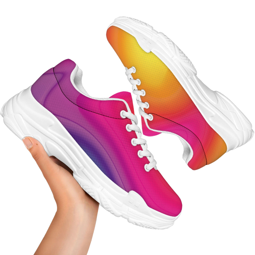 Rainbow Flow Print White Chunky Shoes