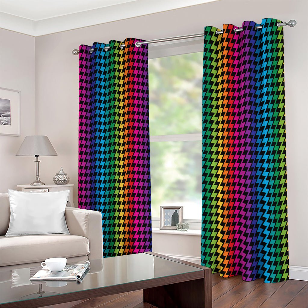 Rainbow Gay Pride Zigzag Pattern Print Extra Wide Grommet Curtains