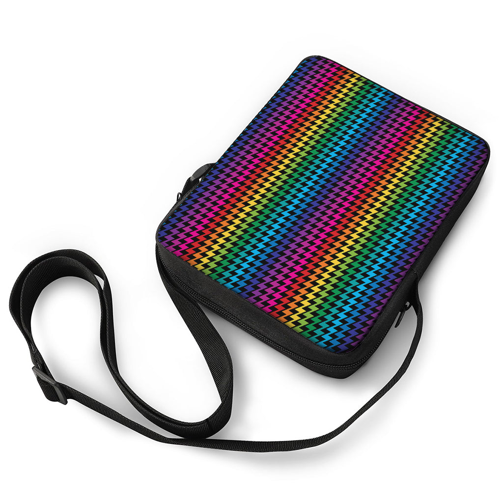 Rainbow Gay Pride Zigzag Pattern Print Rectangular Crossbody Bag