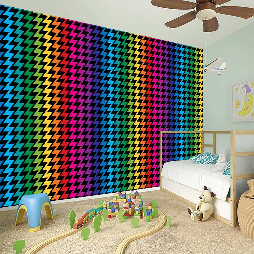 Rainbow Gay Pride Zigzag Pattern Print Wall Sticker