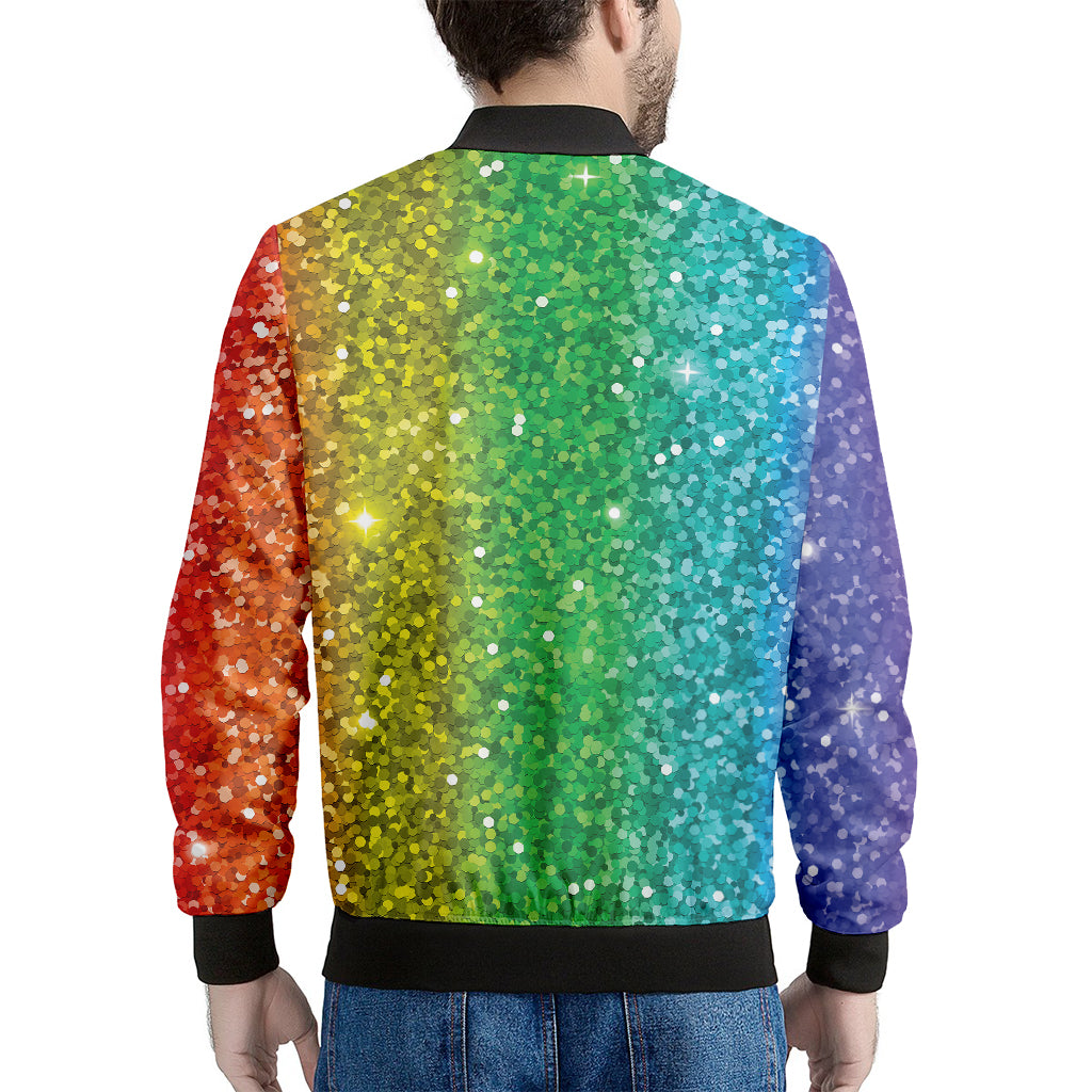 Rainbow Glitter Print (NOT Real Glitter) Men's Bomber Jacket