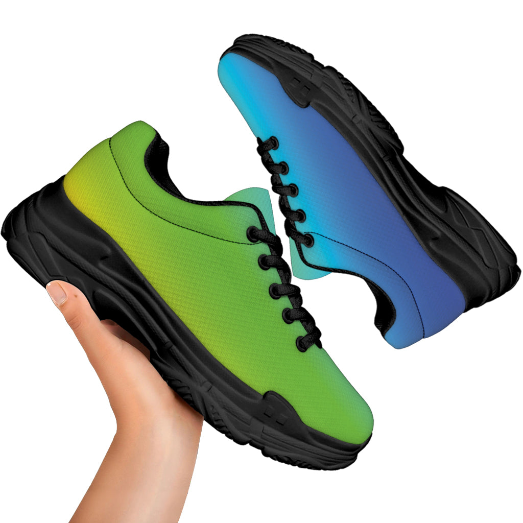 Rainbow Gradient Print Black Chunky Shoes
