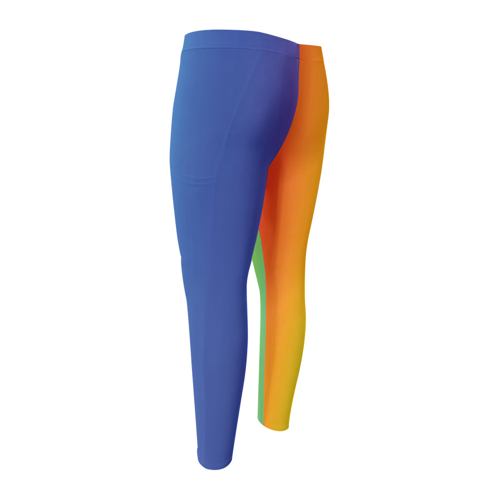Rainbow Gradient Print Men's Compression Pants