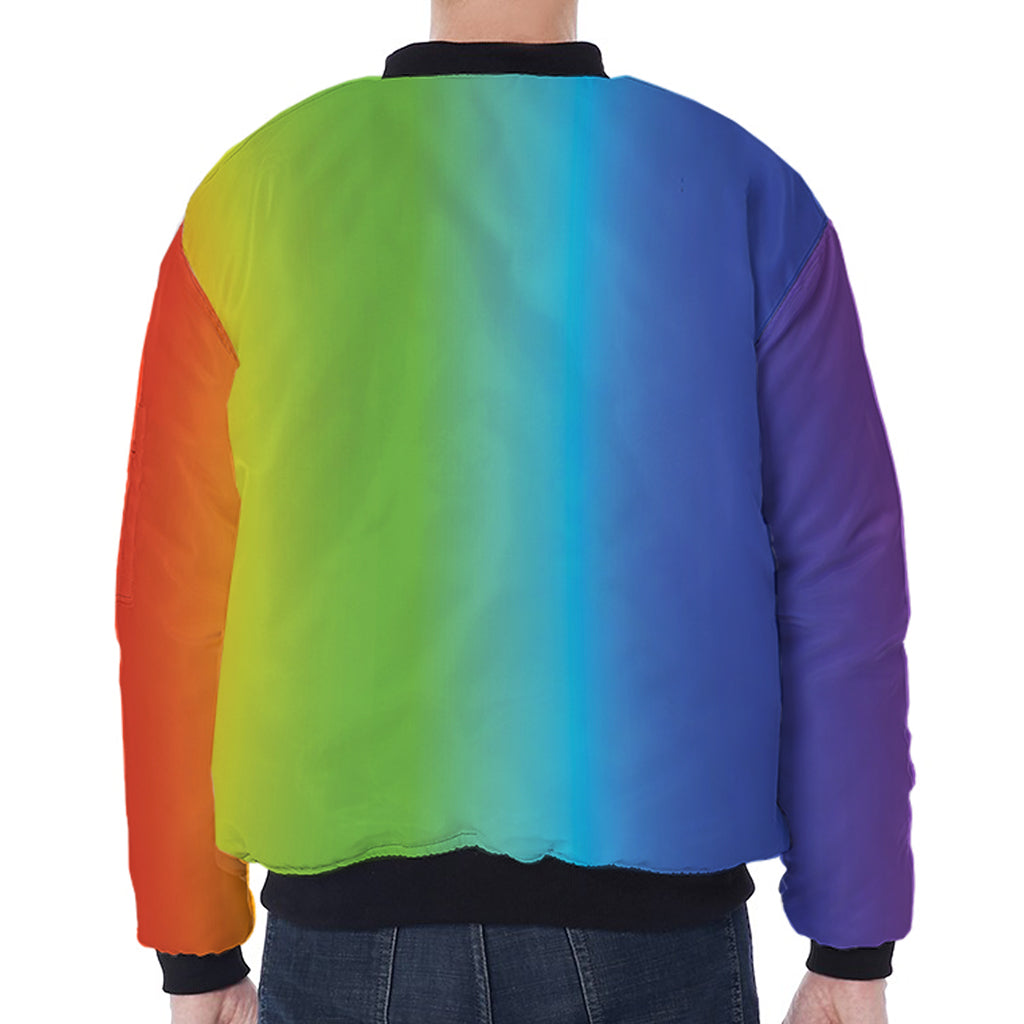 Rainbow Gradient Print Zip Sleeve Bomber Jacket