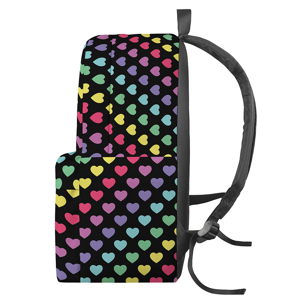 Rainbow Heart Pattern Print Backpack
