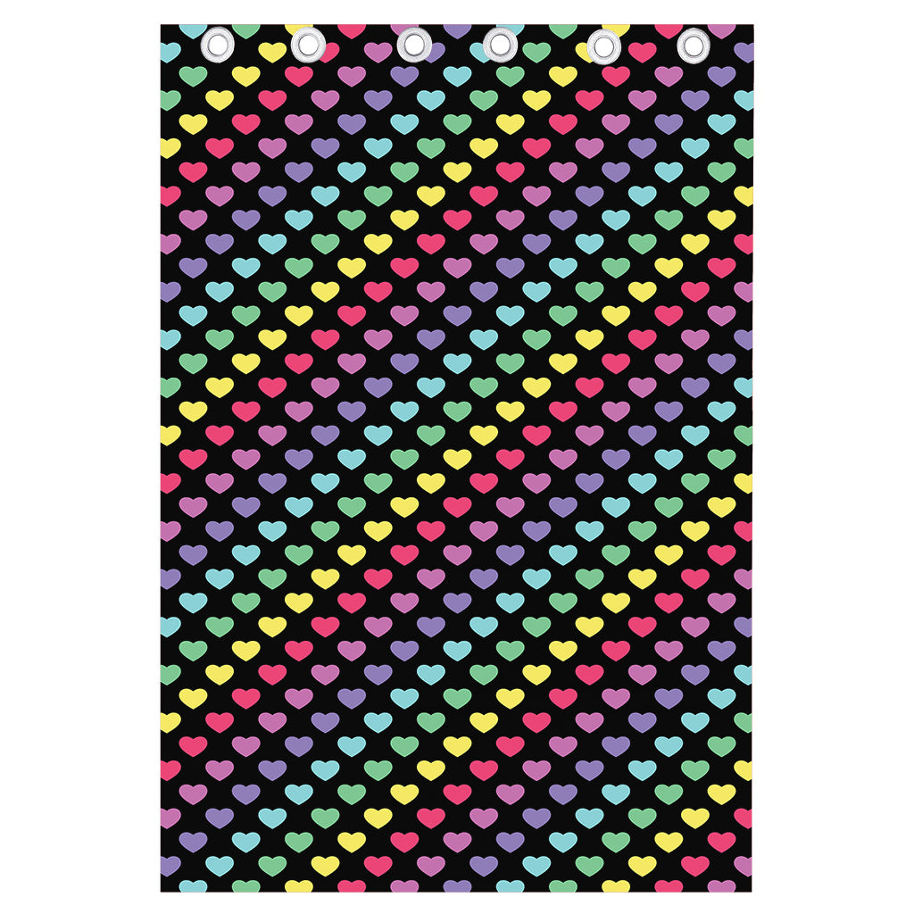 Rainbow Heart Pattern Print Curtain