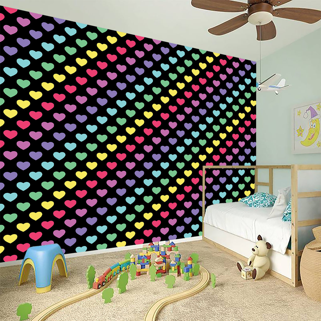 Rainbow Heart Pattern Print Wall Sticker