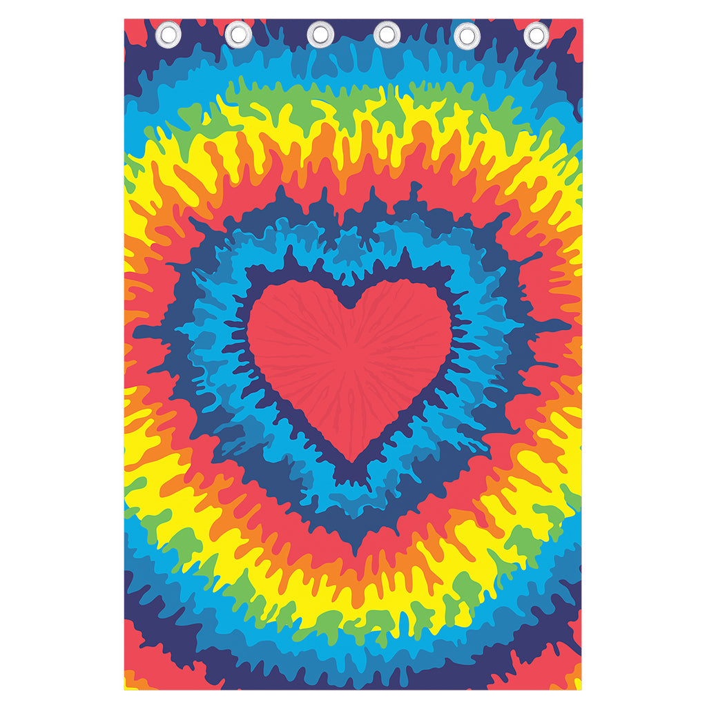 Rainbow Heart Tie Dye Print Curtain