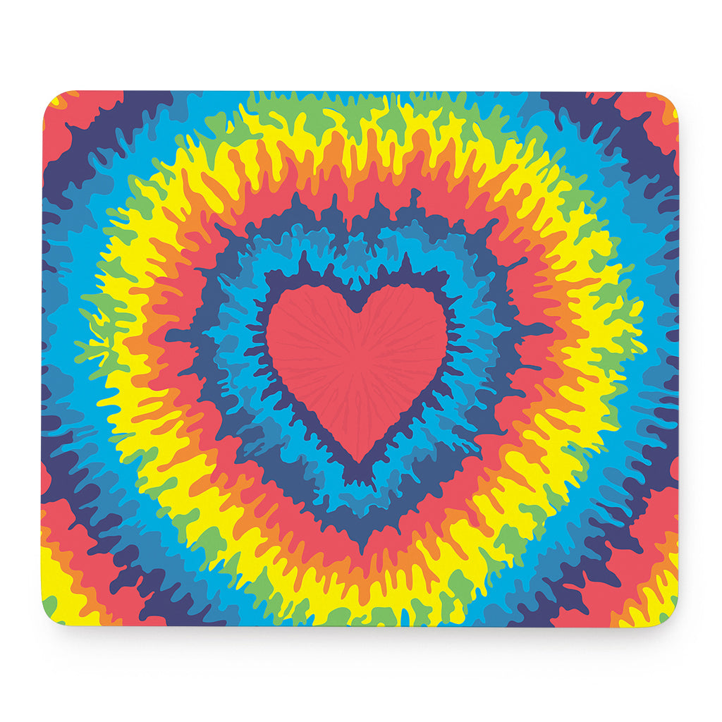 Rainbow Heart Tie Dye Print Mouse Pad