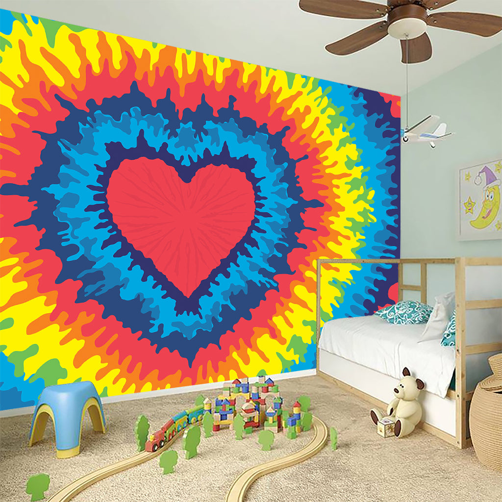 Rainbow Heart Tie Dye Print Wall Sticker